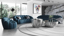 Yolonda - Modern Curved Dark Teal Fabric Sofa Set