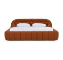 Yolonda - Modern Curved Orange Fabric Loveseat