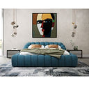 Yolonda + Soria - Modern Dark Teal Fabric + Grey Wash 4-Piece Bedroom Set