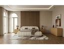 Yolonda + Dustin - Modern Off-White Fabric + Natural Oak 4-Piece Bedroom Set