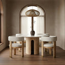 Zorhan - Modern White Marble + Mango Round Dining Table